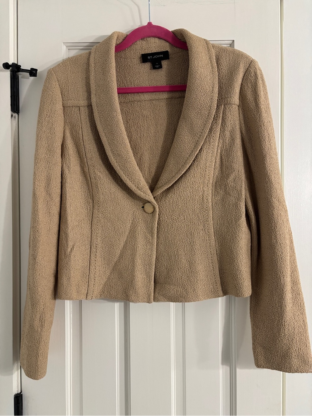 St John Santana Knit Career Blazer Tan - Size 12